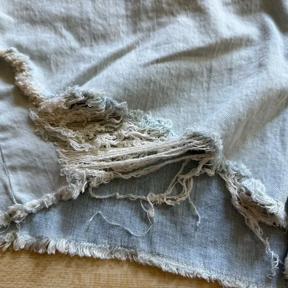 SOLD🩵Good American Light Wash Distressed Bombshell Denim Short in Blue648 Size - Picture 7 of 16